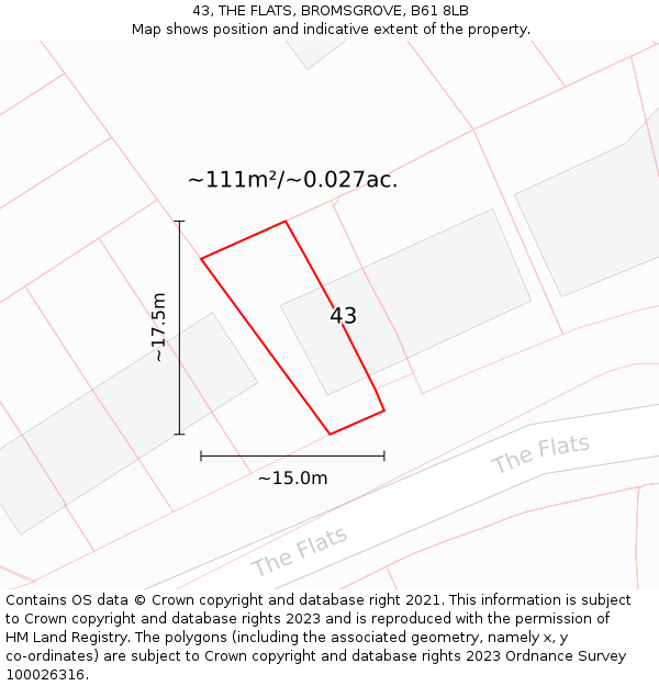 43, THE FLATS, BROMSGROVE, B61 8LB: Plot and title map