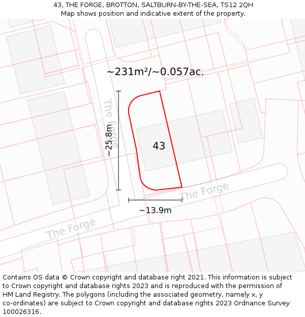 43, THE FORGE, BROTTON, SALTBURN-BY-THE-SEA, TS12 2QH: Plot and title map