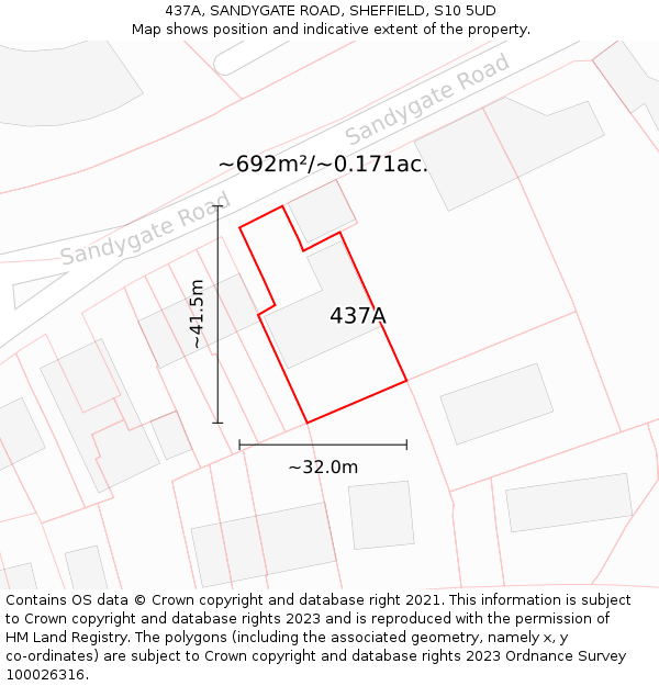 437A, SANDYGATE ROAD, SHEFFIELD, S10 5UD: Plot and title map