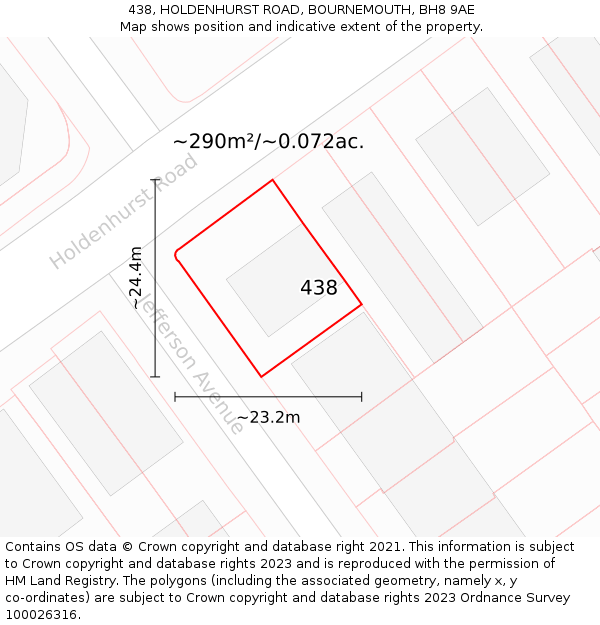 438, HOLDENHURST ROAD, BOURNEMOUTH, BH8 9AE: Plot and title map