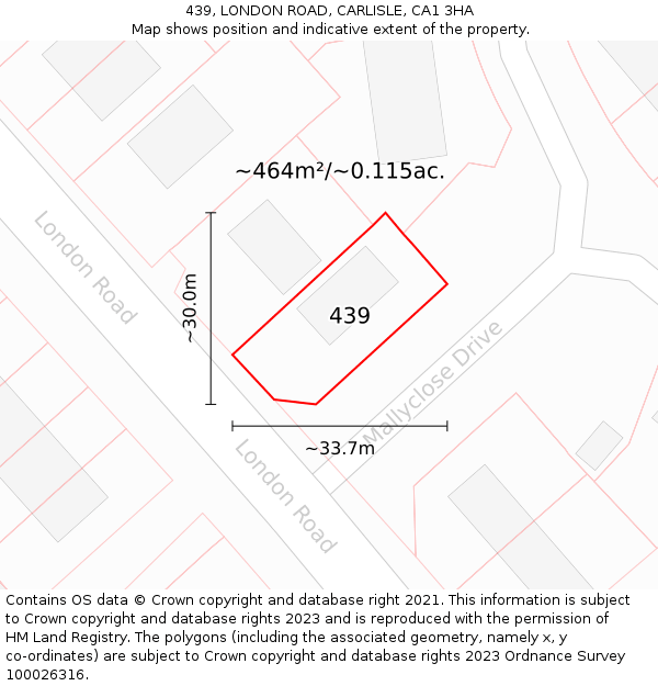 439, LONDON ROAD, CARLISLE, CA1 3HA: Plot and title map