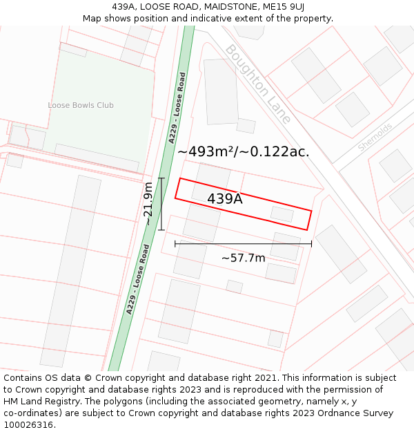 439A, LOOSE ROAD, MAIDSTONE, ME15 9UJ: Plot and title map