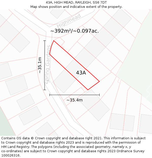 43A, HIGH MEAD, RAYLEIGH, SS6 7DT: Plot and title map
