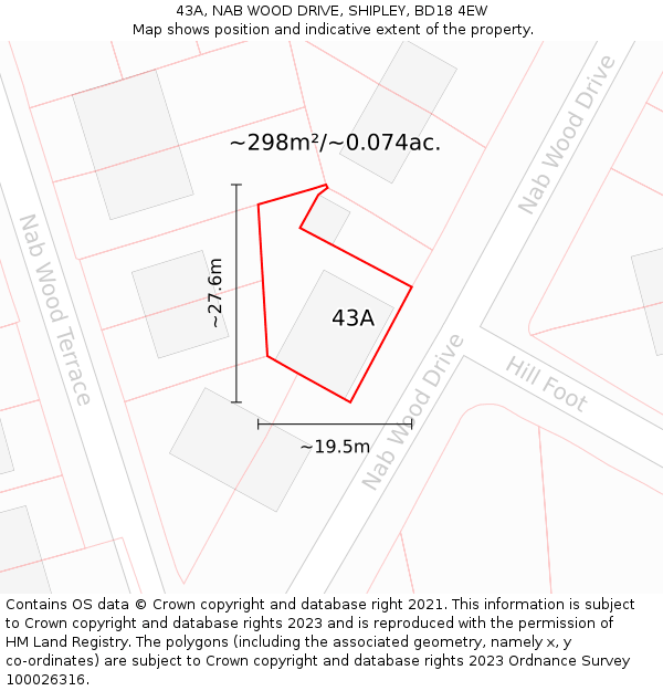 43A, NAB WOOD DRIVE, SHIPLEY, BD18 4EW: Plot and title map