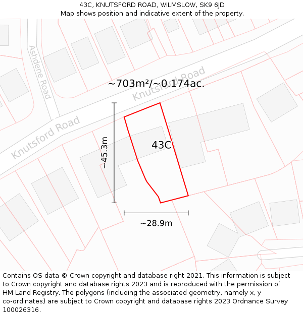 43C, KNUTSFORD ROAD, WILMSLOW, SK9 6JD: Plot and title map