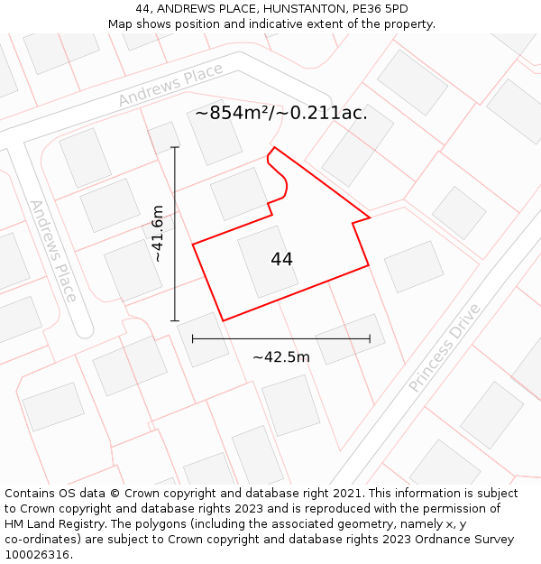 44, ANDREWS PLACE, HUNSTANTON, PE36 5PD: Plot and title map
