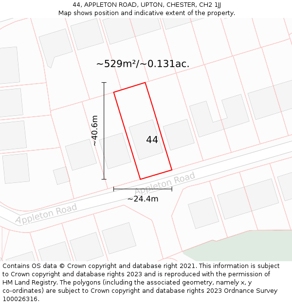 44, APPLETON ROAD, UPTON, CHESTER, CH2 1JJ: Plot and title map