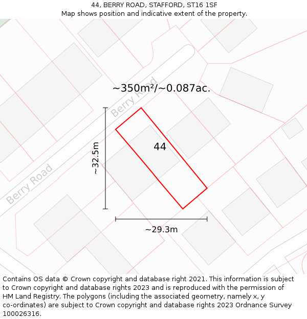 44, BERRY ROAD, STAFFORD, ST16 1SF: Plot and title map