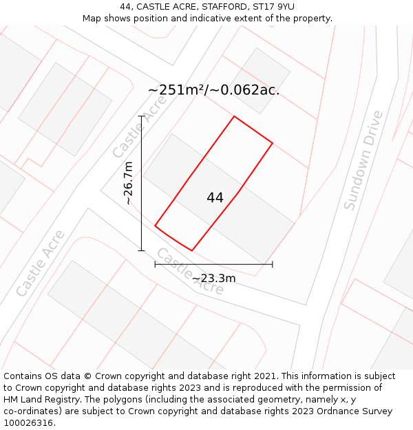 44, CASTLE ACRE, STAFFORD, ST17 9YU: Plot and title map