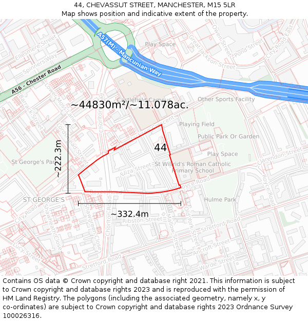 44, CHEVASSUT STREET, MANCHESTER, M15 5LR: Plot and title map