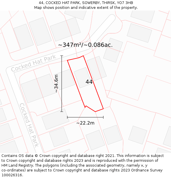 44, COCKED HAT PARK, SOWERBY, THIRSK, YO7 3HB: Plot and title map