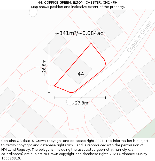 44, COPPICE GREEN, ELTON, CHESTER, CH2 4RH: Plot and title map