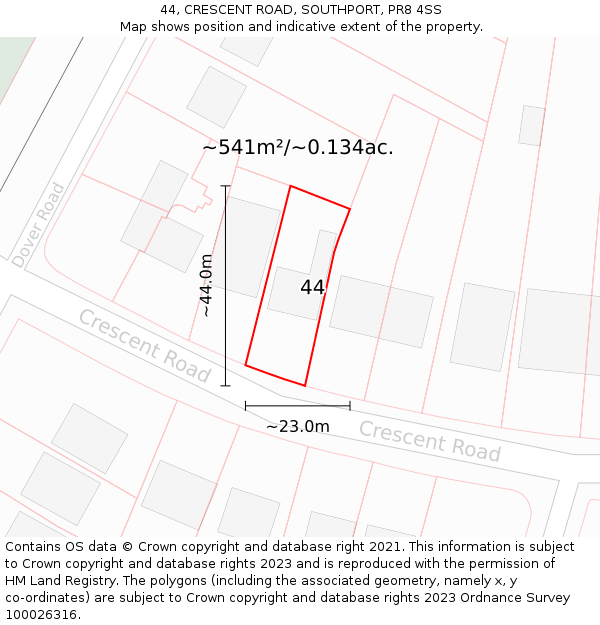 44, CRESCENT ROAD, SOUTHPORT, PR8 4SS: Plot and title map