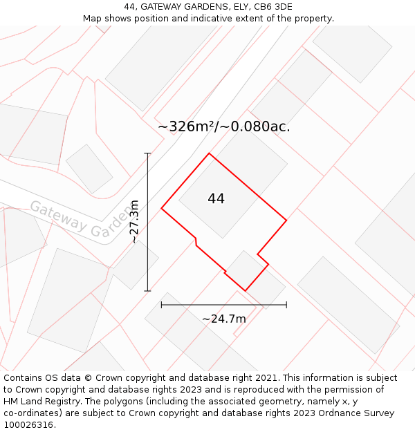 44, GATEWAY GARDENS, ELY, CB6 3DE: Plot and title map