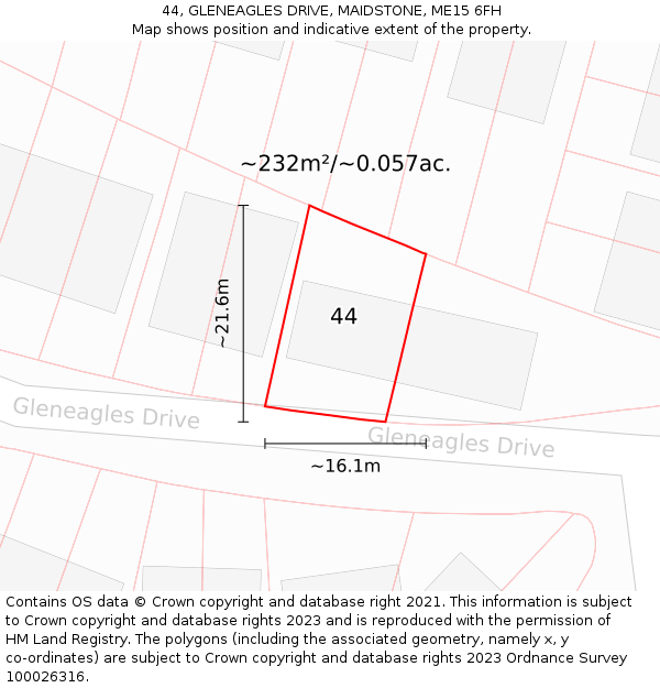 44, GLENEAGLES DRIVE, MAIDSTONE, ME15 6FH: Plot and title map