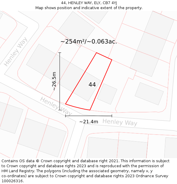 44, HENLEY WAY, ELY, CB7 4YJ: Plot and title map