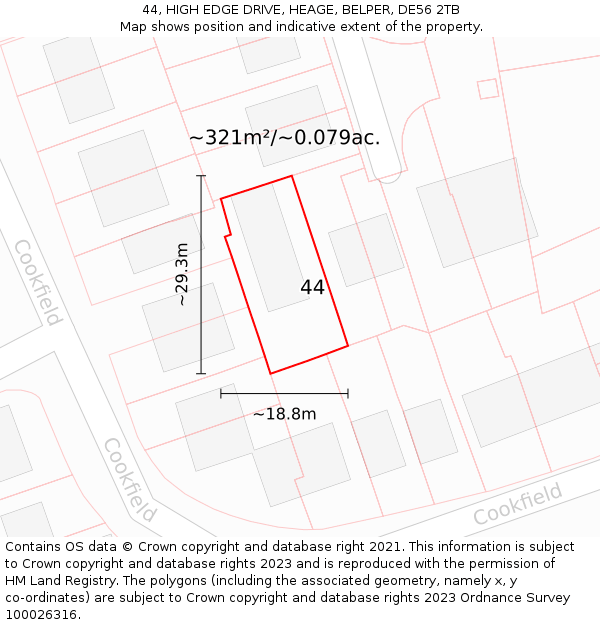 44, HIGH EDGE DRIVE, HEAGE, BELPER, DE56 2TB: Plot and title map