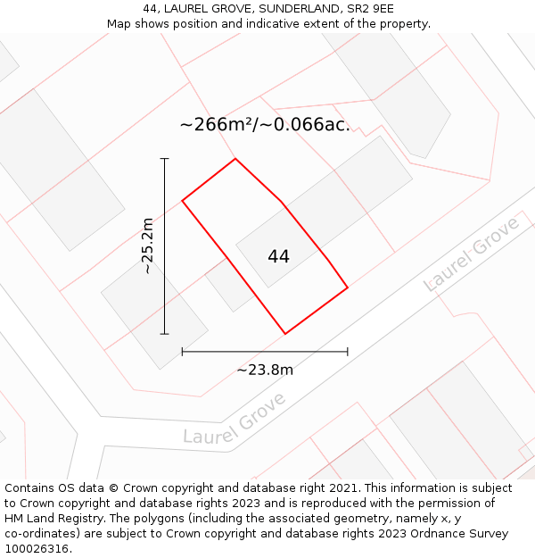 44, LAUREL GROVE, SUNDERLAND, SR2 9EE: Plot and title map