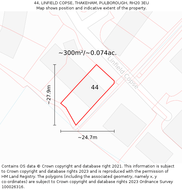 44, LINFIELD COPSE, THAKEHAM, PULBOROUGH, RH20 3EU: Plot and title map
