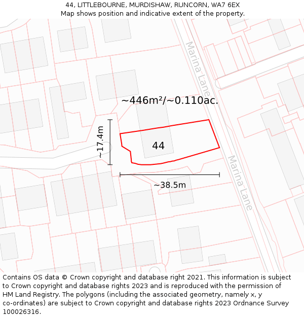 44, LITTLEBOURNE, MURDISHAW, RUNCORN, WA7 6EX: Plot and title map