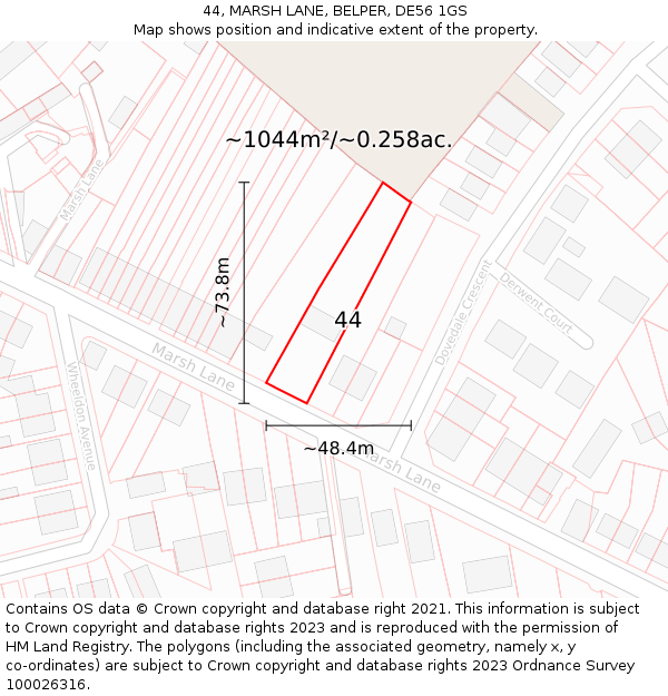 44, MARSH LANE, BELPER, DE56 1GS: Plot and title map