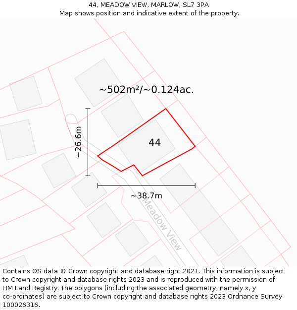 44, MEADOW VIEW, MARLOW, SL7 3PA: Plot and title map