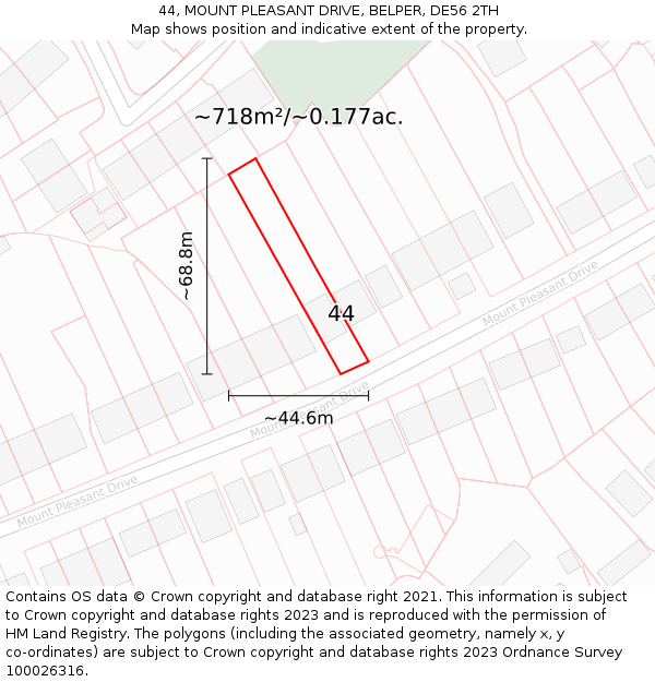 44, MOUNT PLEASANT DRIVE, BELPER, DE56 2TH: Plot and title map