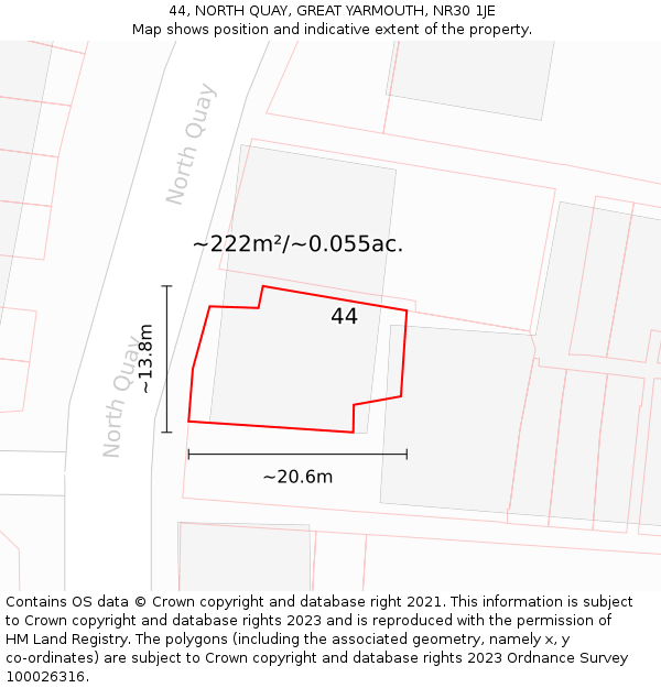 44, NORTH QUAY, GREAT YARMOUTH, NR30 1JE: Plot and title map