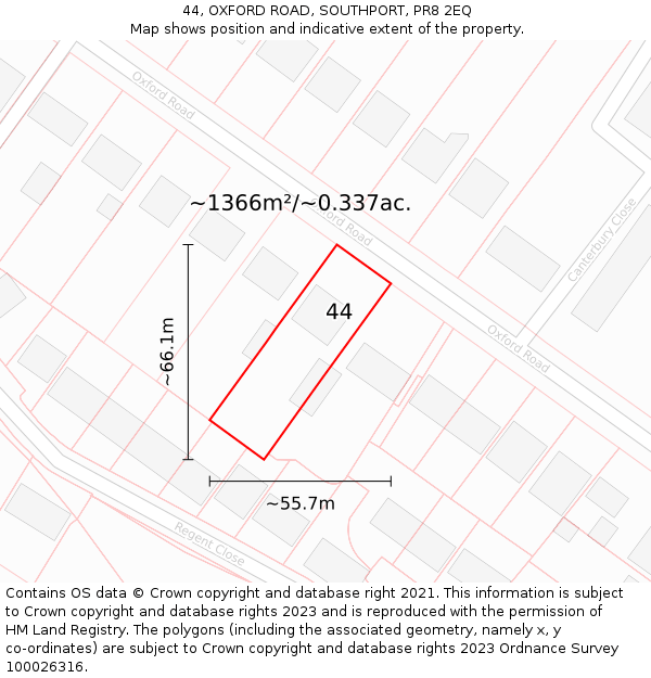 44, OXFORD ROAD, SOUTHPORT, PR8 2EQ: Plot and title map