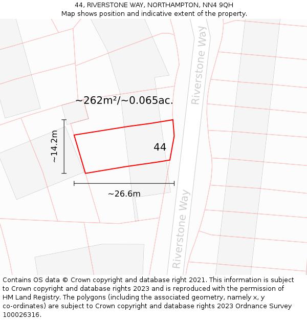 44, RIVERSTONE WAY, NORTHAMPTON, NN4 9QH: Plot and title map