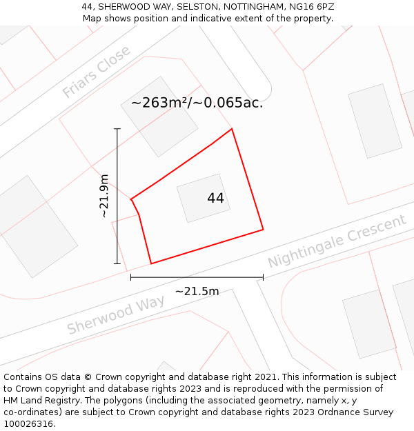 44, SHERWOOD WAY, SELSTON, NOTTINGHAM, NG16 6PZ: Plot and title map