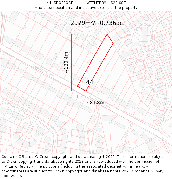 44, SPOFFORTH HILL, WETHERBY, LS22 6SE: Plot and title map