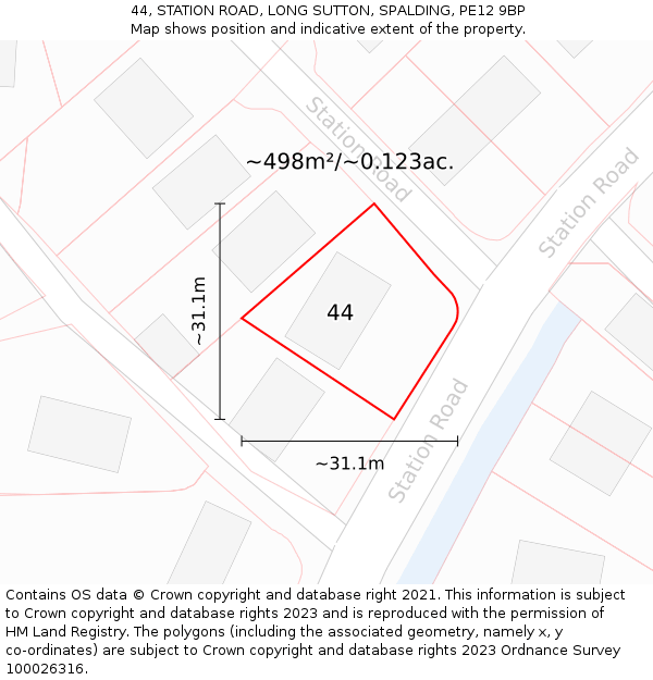 44, STATION ROAD, LONG SUTTON, SPALDING, PE12 9BP: Plot and title map