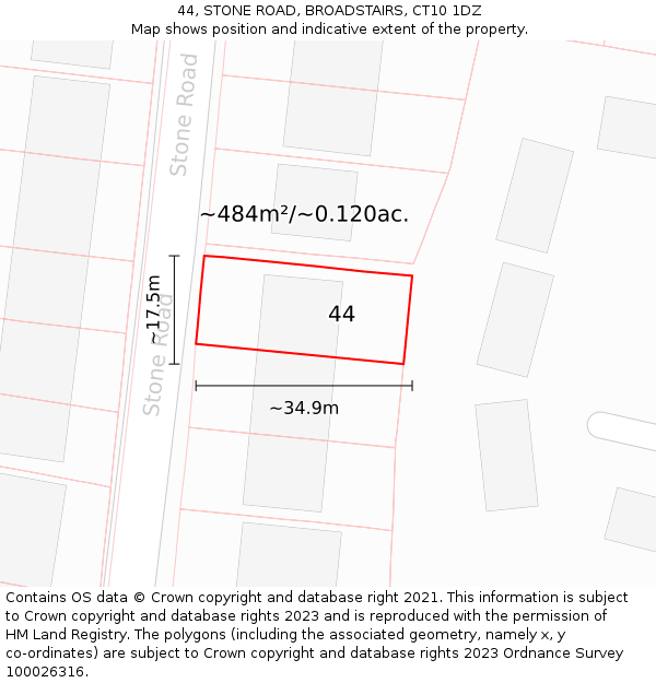 44, STONE ROAD, BROADSTAIRS, CT10 1DZ: Plot and title map