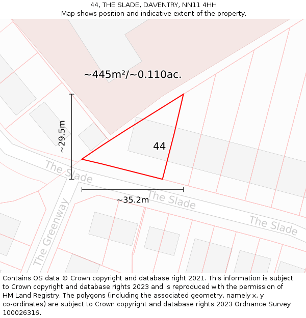 44, THE SLADE, DAVENTRY, NN11 4HH: Plot and title map