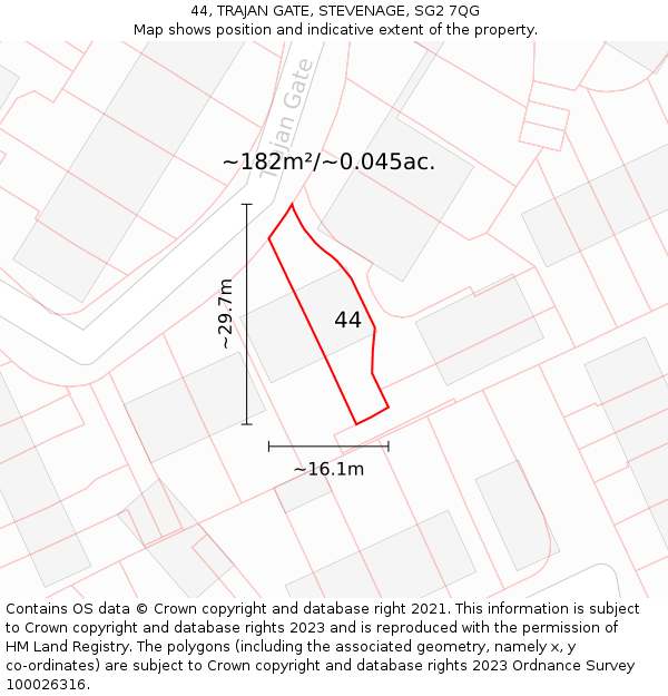 44, TRAJAN GATE, STEVENAGE, SG2 7QG: Plot and title map