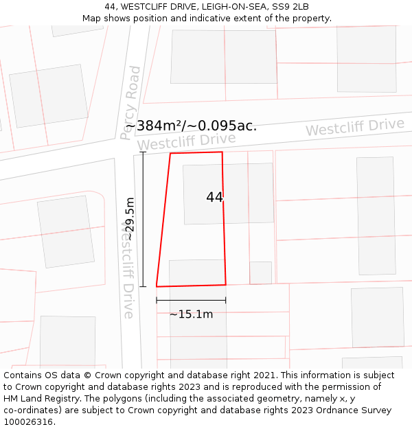 44, WESTCLIFF DRIVE, LEIGH-ON-SEA, SS9 2LB: Plot and title map