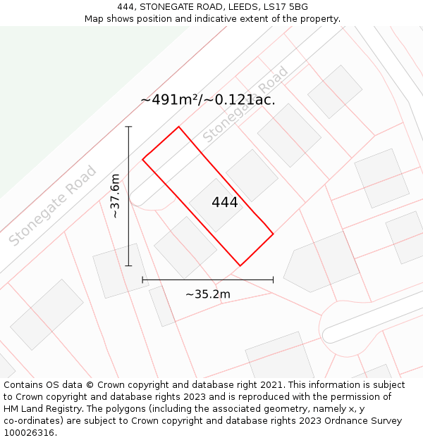 444, STONEGATE ROAD, LEEDS, LS17 5BG: Plot and title map