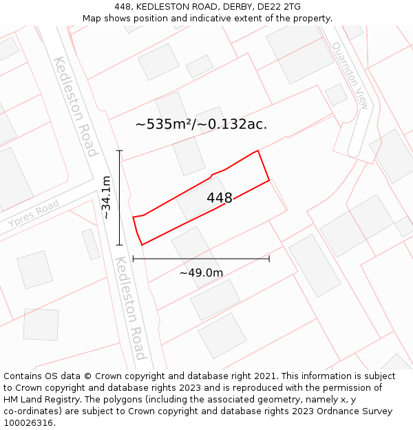 448, KEDLESTON ROAD, DERBY, DE22 2TG: Plot and title map