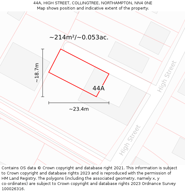 44A, HIGH STREET, COLLINGTREE, NORTHAMPTON, NN4 0NE: Plot and title map
