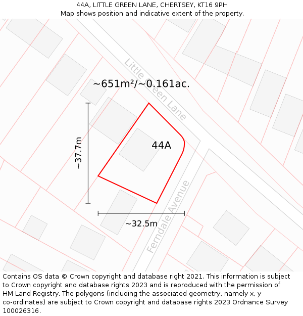 44A, LITTLE GREEN LANE, CHERTSEY, KT16 9PH: Plot and title map