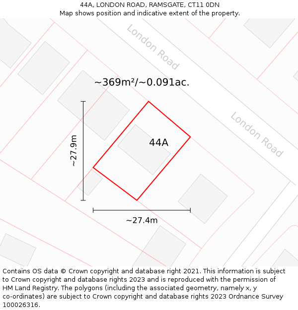 44A, LONDON ROAD, RAMSGATE, CT11 0DN: Plot and title map