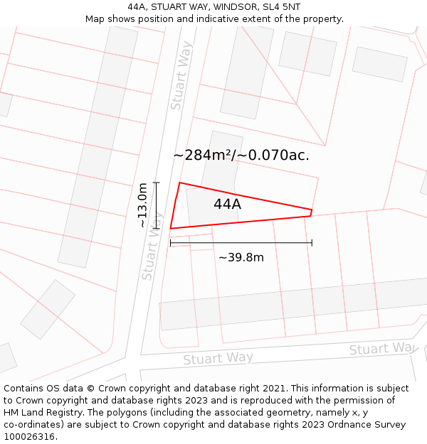 44A, STUART WAY, WINDSOR, SL4 5NT: Plot and title map