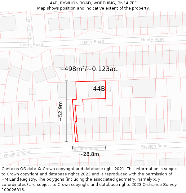 44B, PAVILION ROAD, WORTHING, BN14 7EF: Plot and title map