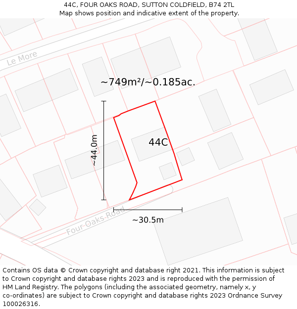 44C, FOUR OAKS ROAD, SUTTON COLDFIELD, B74 2TL: Plot and title map