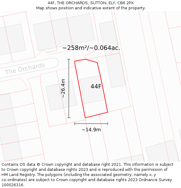 44F, THE ORCHARDS, SUTTON, ELY, CB6 2PX: Plot and title map