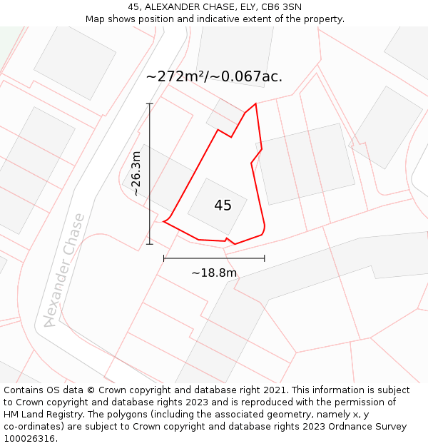 45, ALEXANDER CHASE, ELY, CB6 3SN: Plot and title map