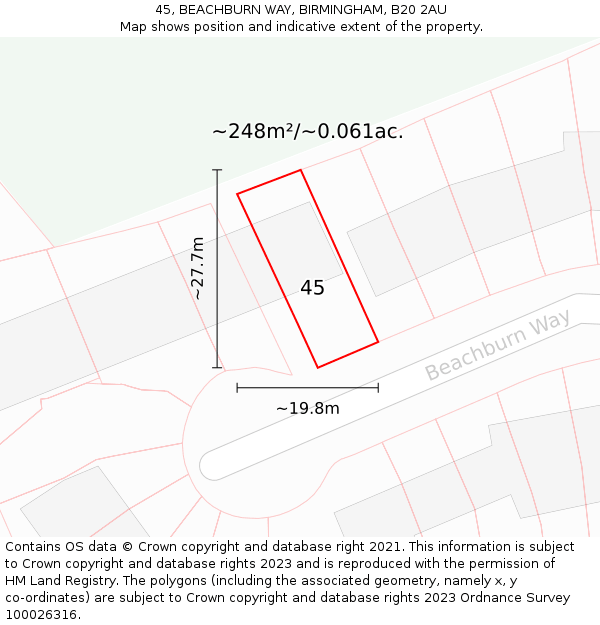45, BEACHBURN WAY, BIRMINGHAM, B20 2AU: Plot and title map