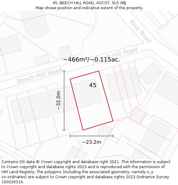 45, BEECH HILL ROAD, ASCOT, SL5 0BJ: Plot and title map
