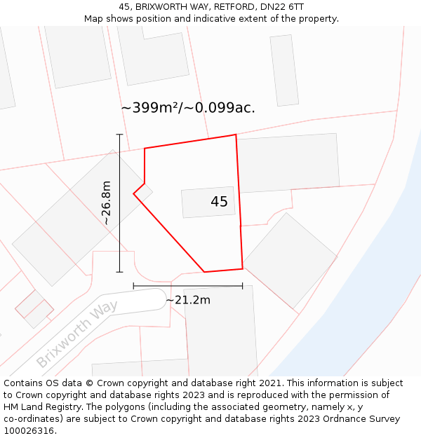 45, BRIXWORTH WAY, RETFORD, DN22 6TT: Plot and title map